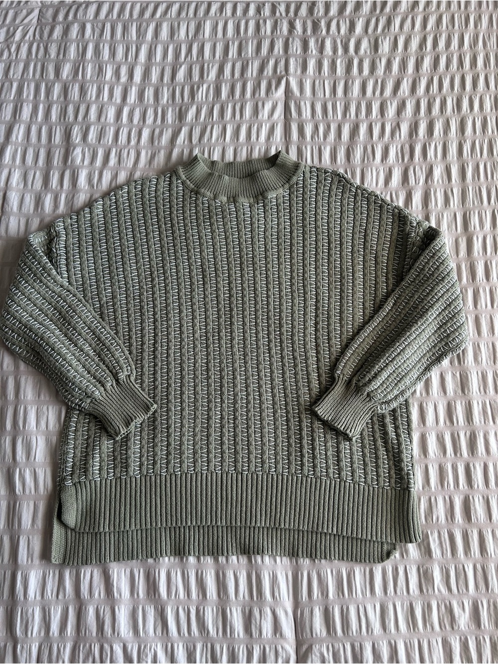 BKE Green Mock Neck Knitted Long Sleeve Sweater (S)